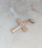 Срібний натільний хрестик із золотими пластинами, модель X6-1