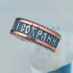 Кольцо Спаси и Сохрани из черненого серебра с золотыми пластинами, модель 207